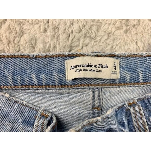 Abercrombie & Fitch Size 27 4 Womens High Rise Mom Jeans Stretch Light Wash - Picture 2 of 4